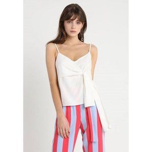 Topshop Womens Camisole Tank Top Front Knot Adjustable Strap V Neck White SZ 8